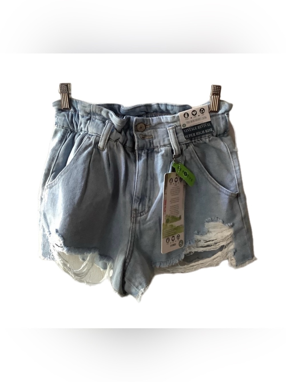 Rewash Light Blue High-Rise Distressed Jean Shorts